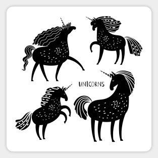 Unicorn Black Silhouettes Magnet